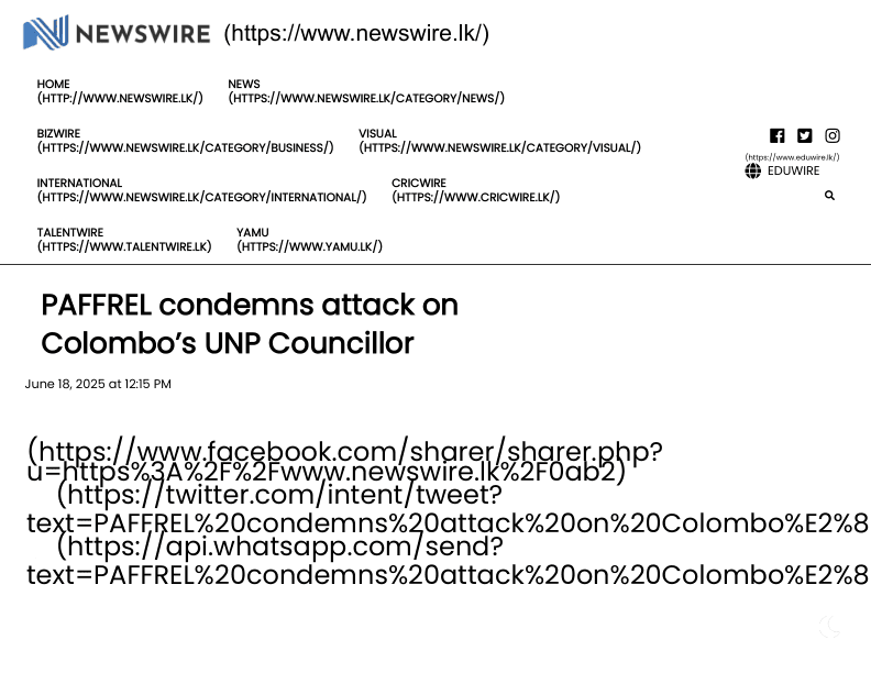 PAFFREL condemns attack on Colombo’s UNP Councillor